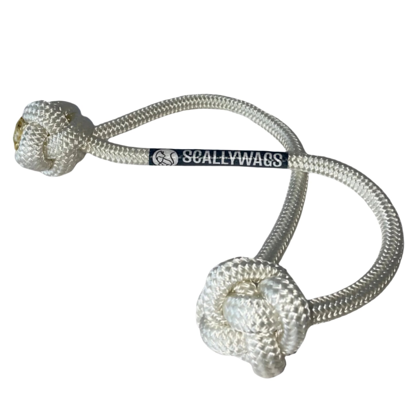 Scallywags Signature Dog Toy The Ketch – Durable 10mm yacht-grade double-braided rope, 36cm in length, designed for interactive play and strengthening the bond between you and your dog. Machine washable for easy cleaning.